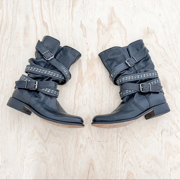 Rare style - Sendra leather boots with straps with buckle & rivets, size 7.5 - Picture 6 of 13